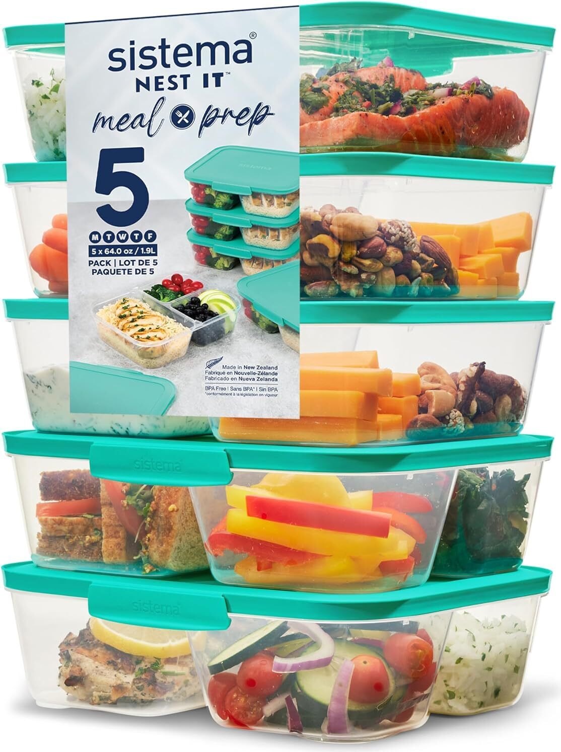 Sistema Plastics sistema Meal Prep Boxen NEST IT 1,19 l 5 Stück 59175