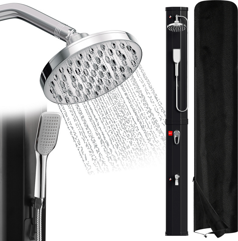 TolleTour Solardusche 60L mit Schutzabdeckungmit HandbrauseSchwarz Gartendusche Pooldusche Reise Wasserhahn Aussendusche RL-HG9400-1-HESaa