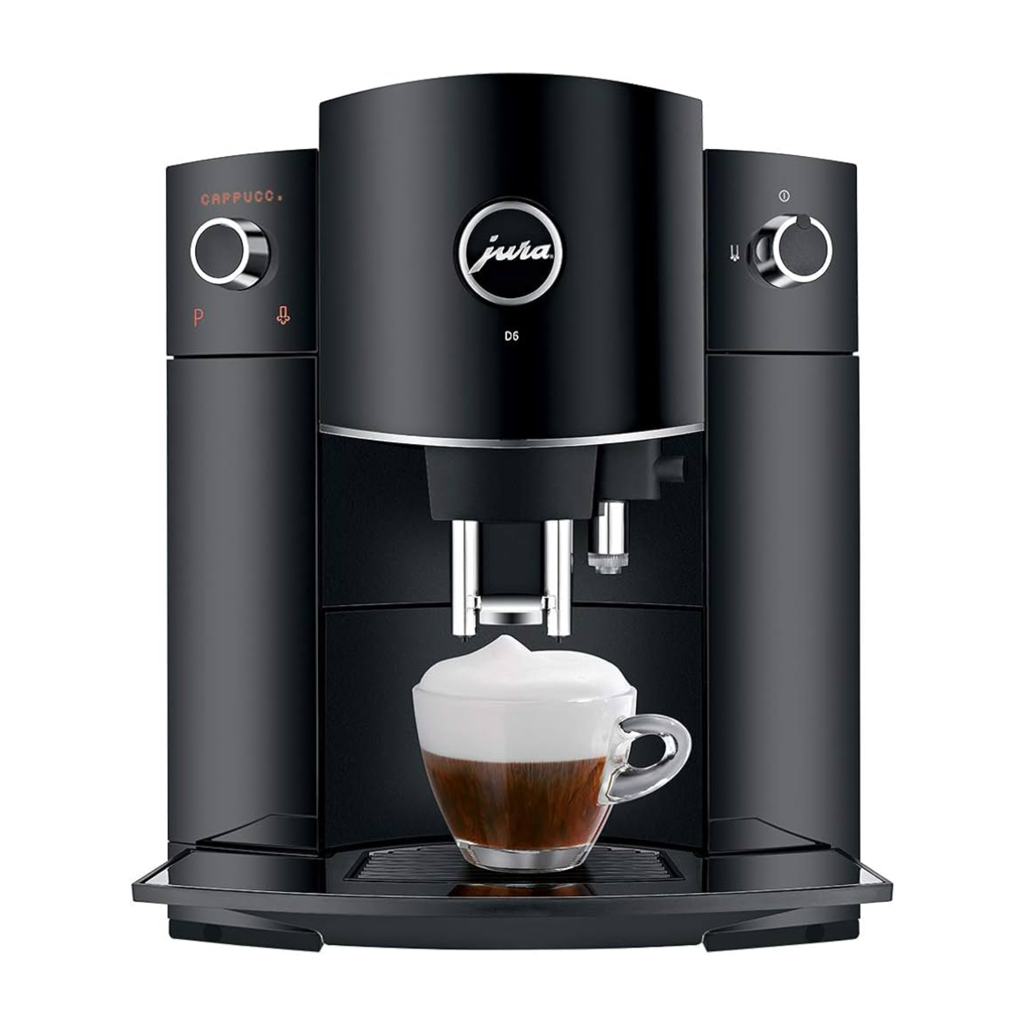 JURA D6, Espresso kávovar, 1,9 L, Kávové zrná, Mletá káva, Vstavaný mlynček, 1450 W, Čierna