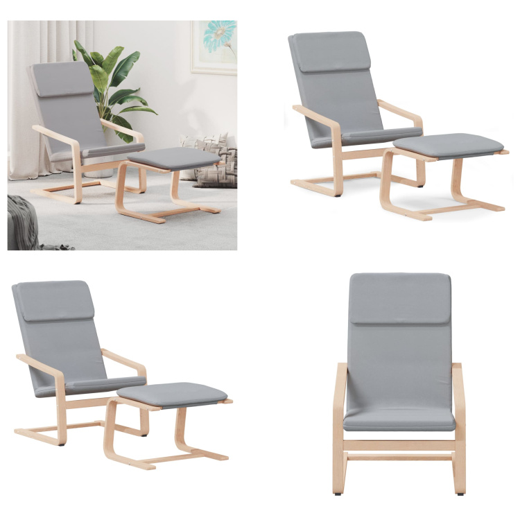 vidaXL Relaxsessel mit Hocker Hellgrau Stoff - Relaxsessel Mit Hocker - Relaxsessel Mit Hockern - Relaxsessel Mit Fußhocker - Stuhl HL3154413