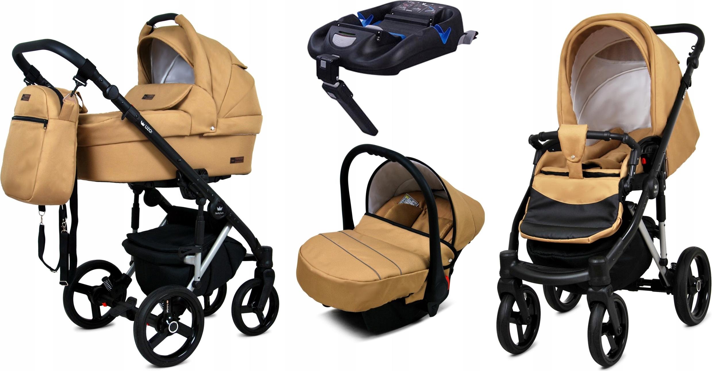 BabyLux UZO | 4in1 Kinderwagen Set | Sand Pearl | Kombikinderwagen | Kinderwagenset | Isofix-Ba