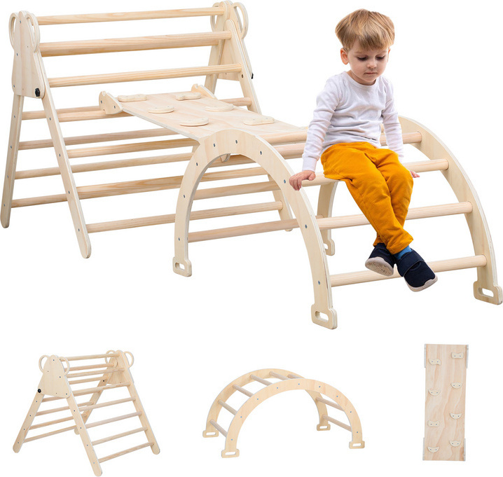 Hengda Kletterdreieck Klettergerüst mit Rampe Kletterdreieck Set aus Holz RL-TH9751-1-HDd