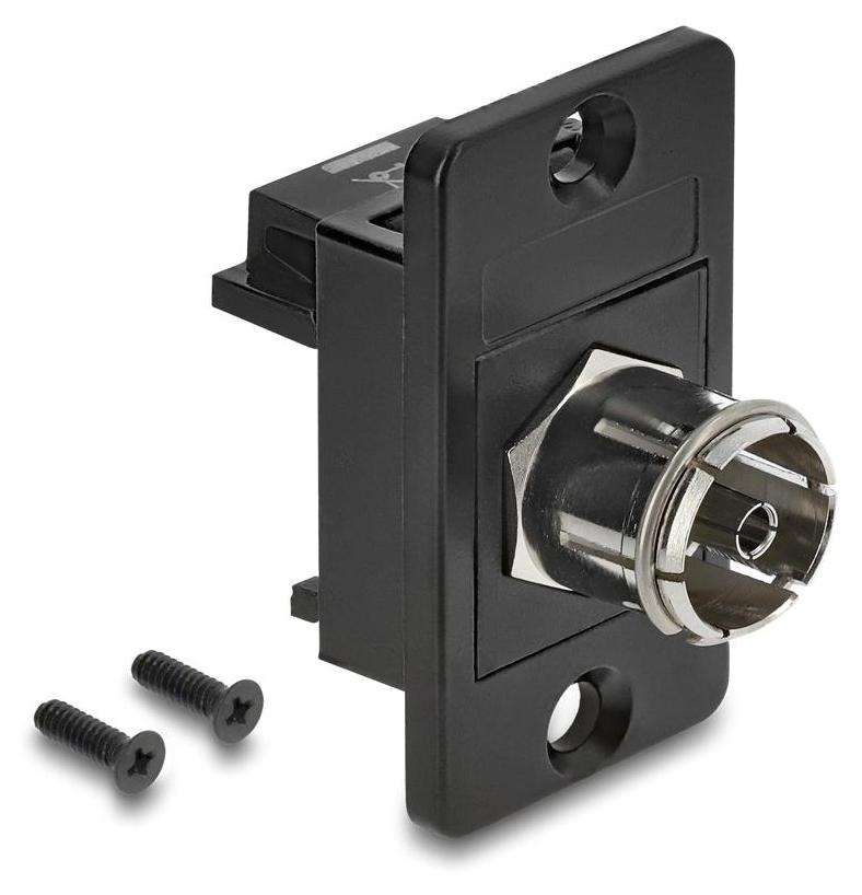 DeLOCK Panel Mount IEC Buchse zu F Buchse schwarz, F/IEC, IEC, F-Typ, Buchse, Buchse, 75 Ohm 91196