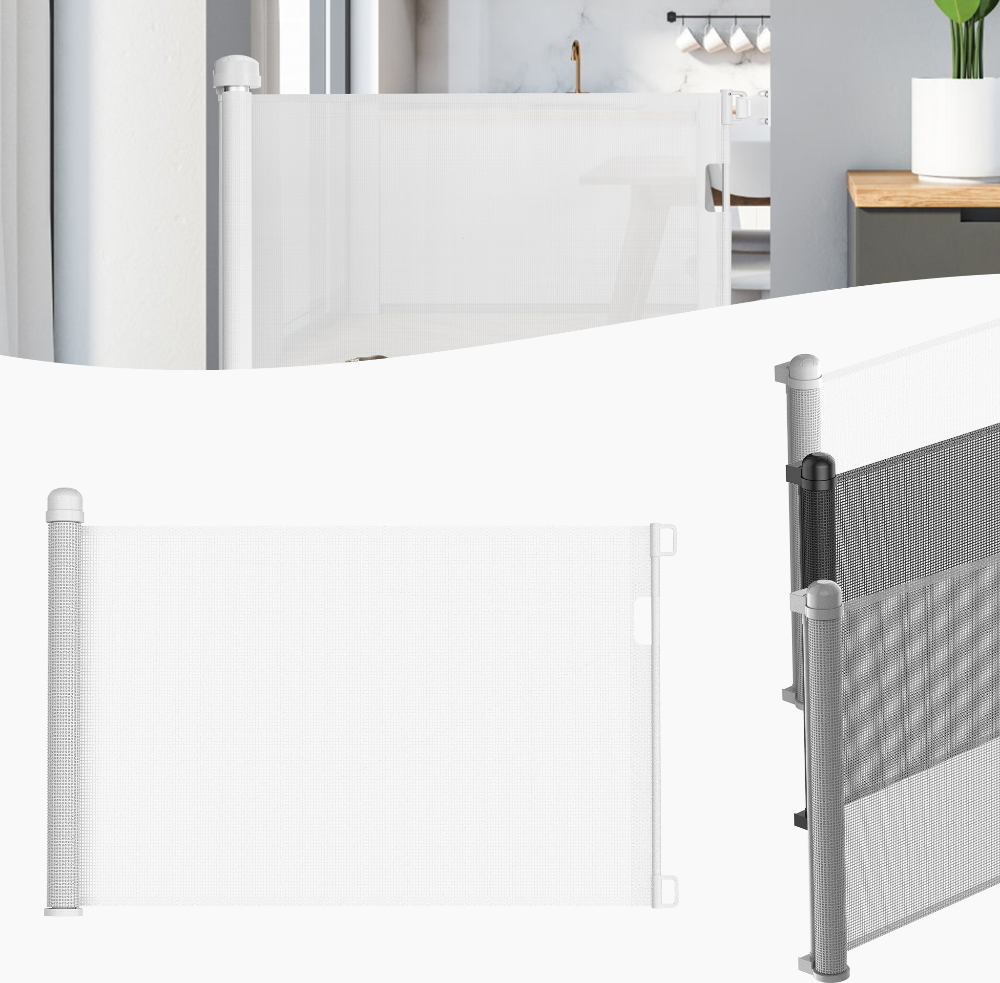 Cancelletto Di Sicurezza KIDIZ Per Scale E Animali Estensibile Fino A 140 Cm - Con Apertura Una Mano, Plastica ABS E Ancoraggio A Parete - Protezione Bambini