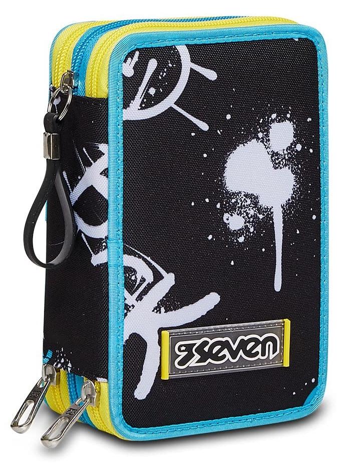 Merkloos Omgoods – Set mit sieben abstrakten Graffiti-Stiften für Jungen – Etui mit 3 Fächern und 44 Stiften
