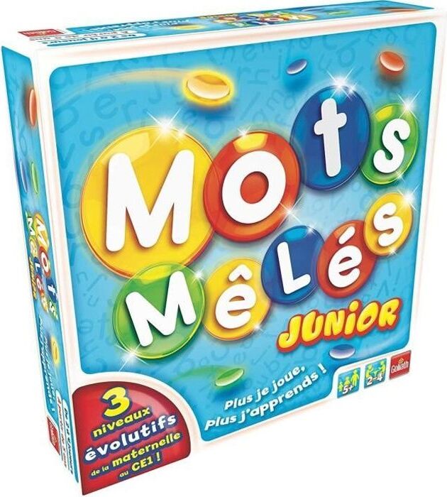 Brettspiel: Goliath Mots Melés Junior, Wortsuchspiel für Kinder, Mehrere Schwierigkeitsstufen, Inkl. 200 farbige Linsen GOL8711808705418