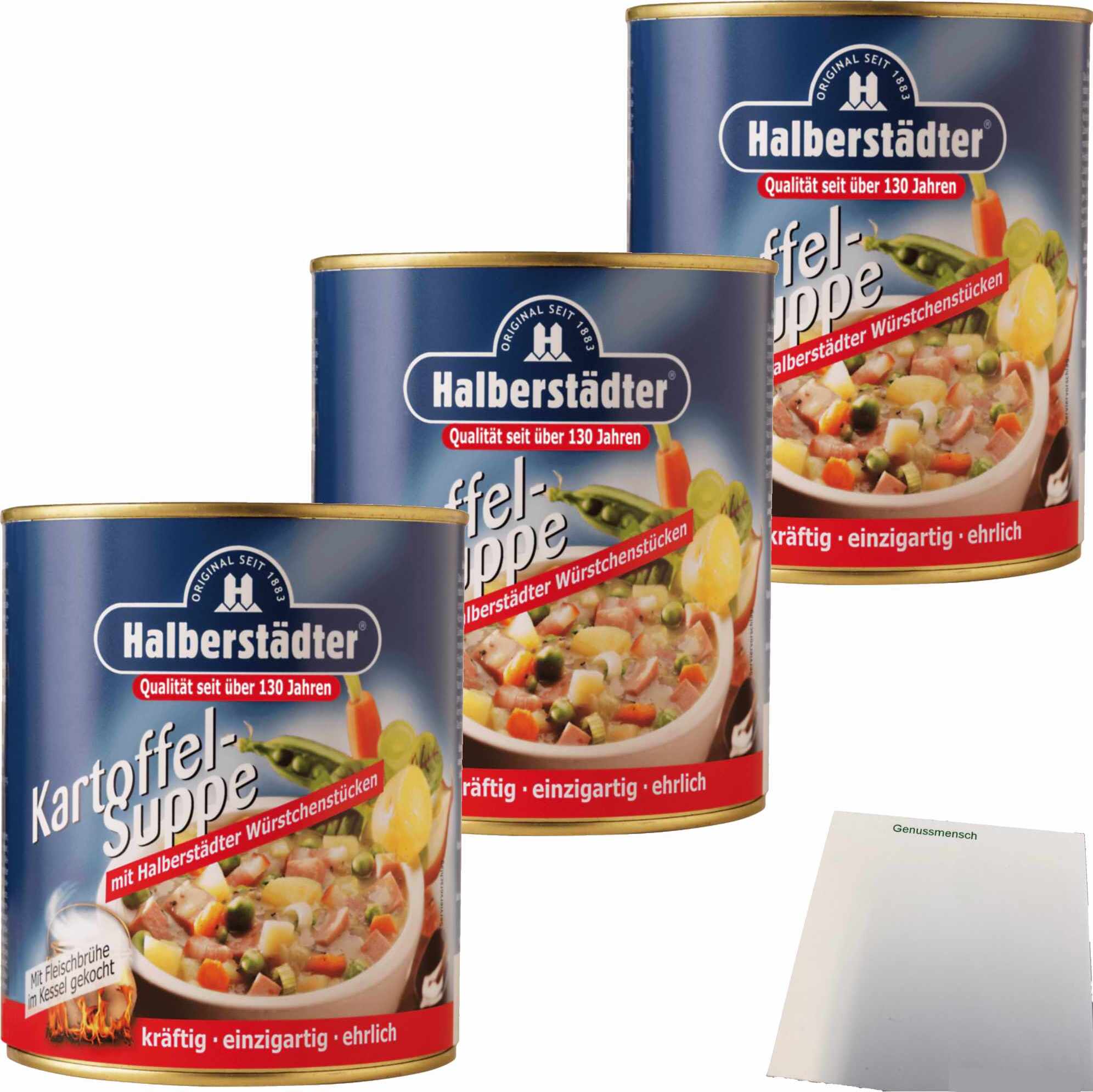 Halberstädter Kartoffelsuppe 3er Pack (3x800ml Dose) + usy Block