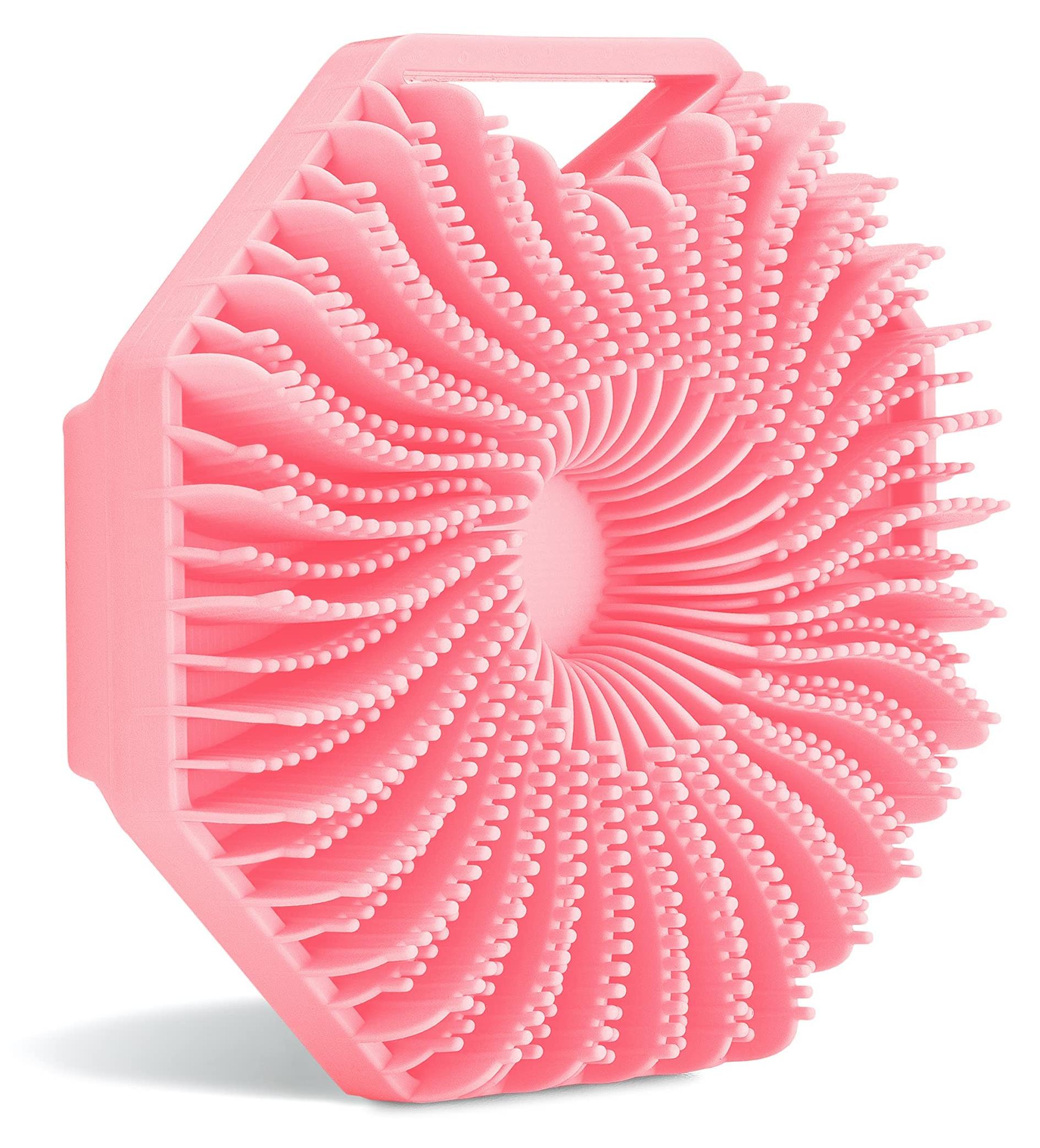 Markenlos Silikon-Körperbürste, Badebürste, Duschbürste, Badebürste mit weichen Silikonborsten, weiche Borsten und sanftes Peeling, perfekt für Frauen und Männer (rosa)