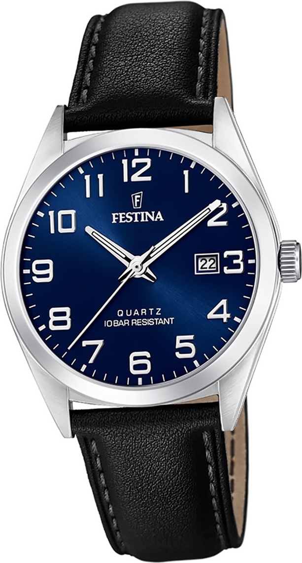 Festina kožené pánske hodinky F20446/2 analógový remienok hodinky čierne klasické D2UF20446/2