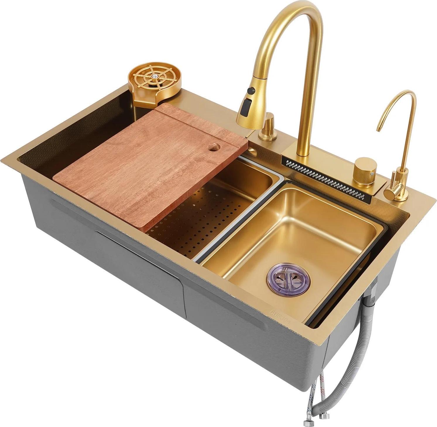 OEM Küchenspüle, fleckenresistent, große Kapazität, Gold 2393