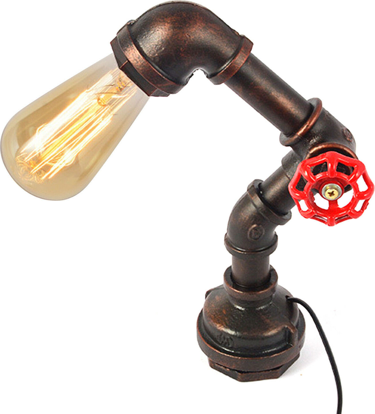 easybuy Vintage Tischleuchte Steampunk Retro Wasserrohr Tischlampe Bürolampe E27 Metall Wasserleitungslampe Schreibtischlampe 10310022022