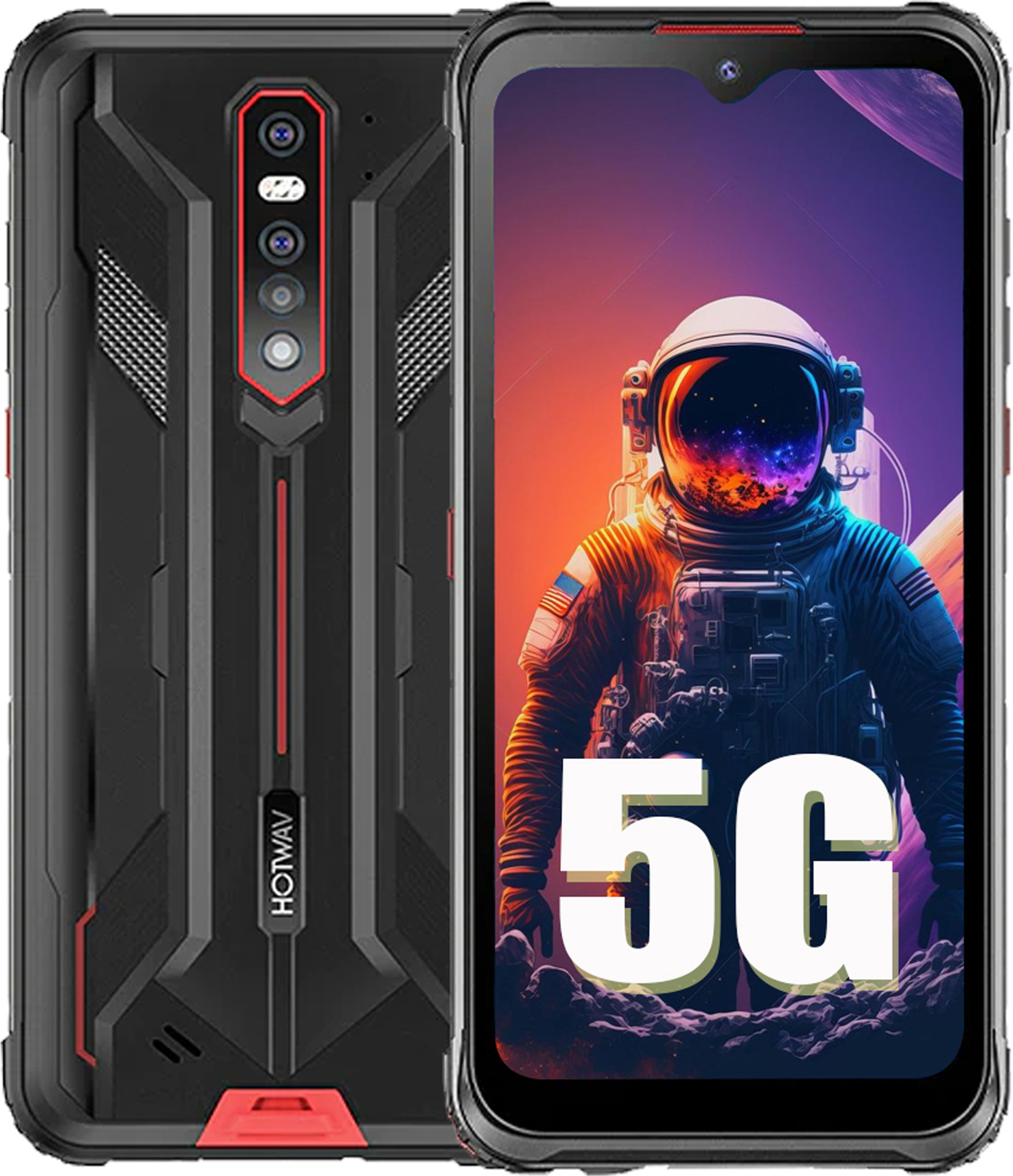 Hotwav Cyber 7 5G Outdoor Handy Ohne Vertrag 8GB+128GB/1TB TF Dimensity 700 8280mAh 6,3" FHD+ Android 11 Smartphone IP68 NFC GPS OTG Dual SIM, Rot