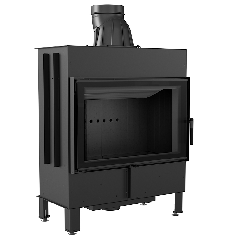 Oceľový krb KRATKI LUCY 14 kW Ø 200 dvojité sklo čierny thermotec