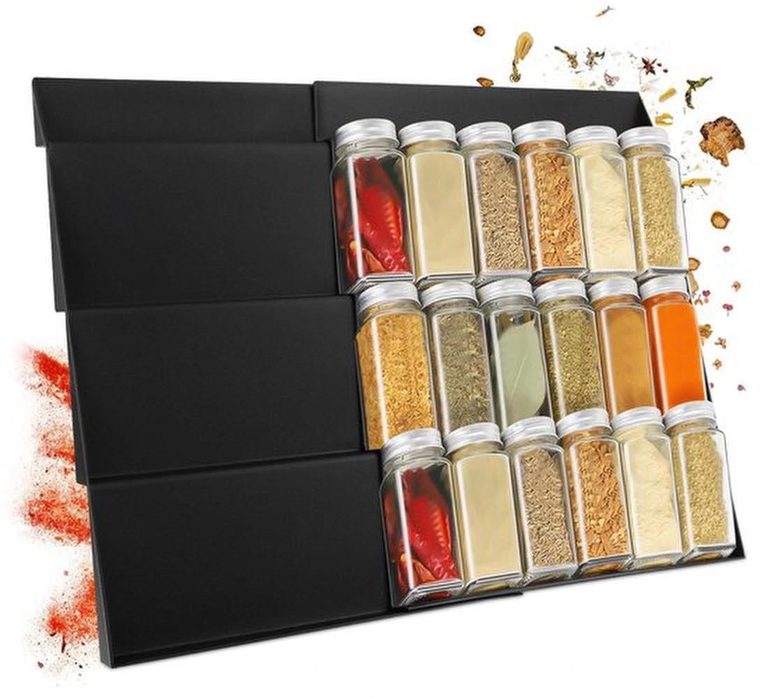 Unyqoos Kräuterorganizer Set mit 2 Teilen und drietraps Design für optimale Raumausnutzung 39 x 30 cm