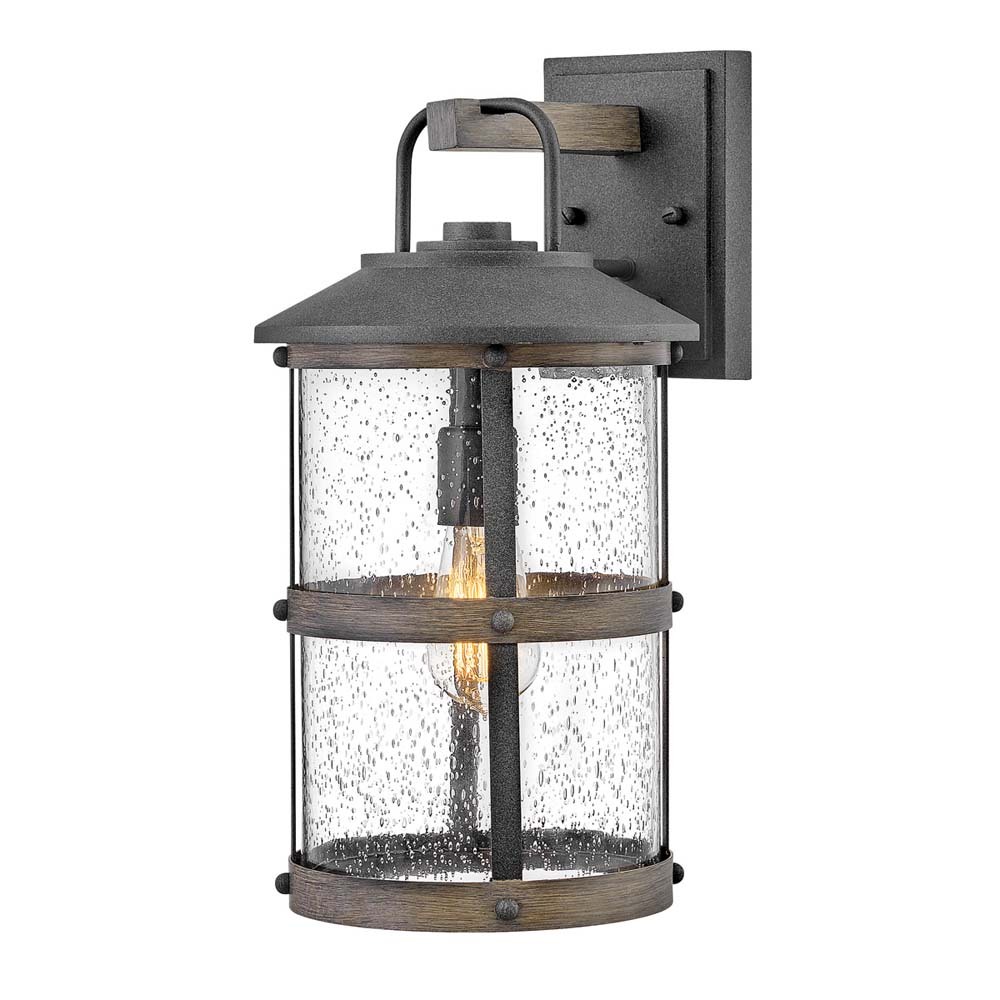 Elstead Lighting Elstead Lakehouse Außen-Außenwandleuchte E27 44cm Gealtertes und Driftwood Grey Klar mit Luftbläschen IP44 QN-LAKEHOUSE2-M-DZ