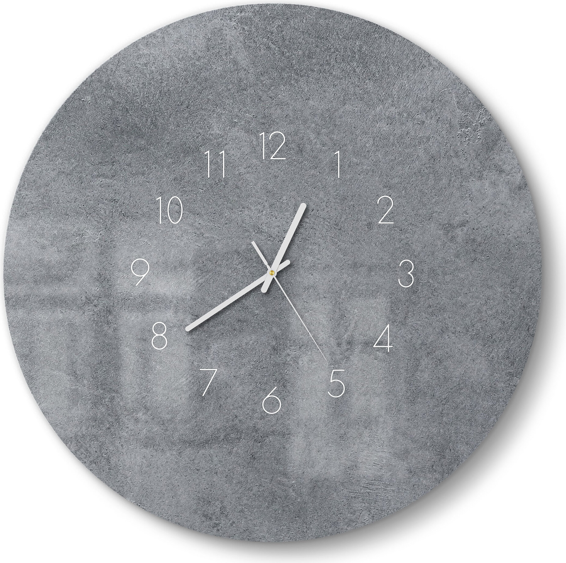 DEQORI Glasuhr Ø50 cm Zahlen 'Betonstruktur im Detail' Wanduhr Glas Uhr Design leise WC-D50-N-1165