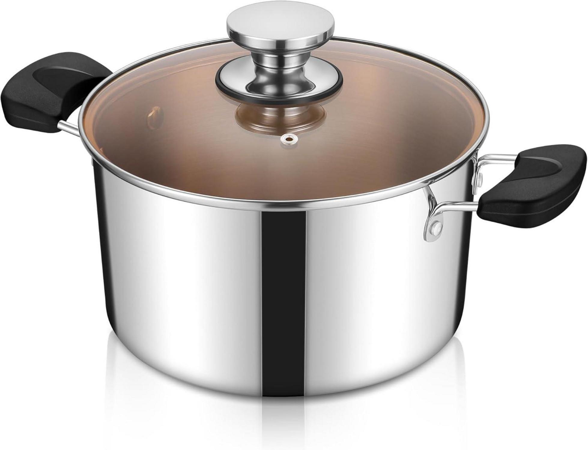 Sonstige Homikit 22cm Edelstahl Kochtopf mit Glasdeckel 4,7L Induktion geeignet