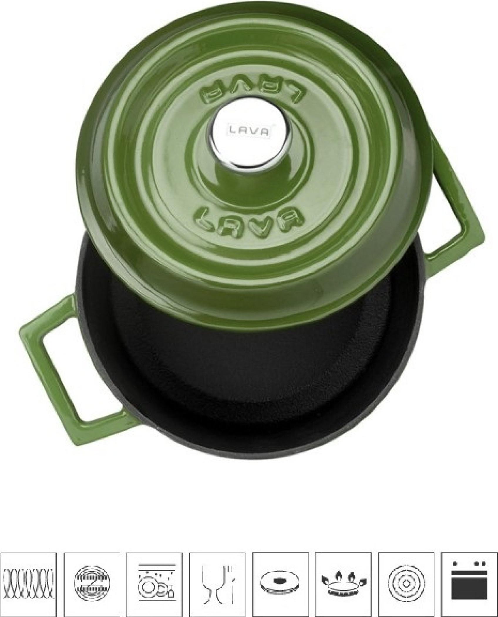 LAVA METAL Gusseiserner Topf rund 18cm - grün
