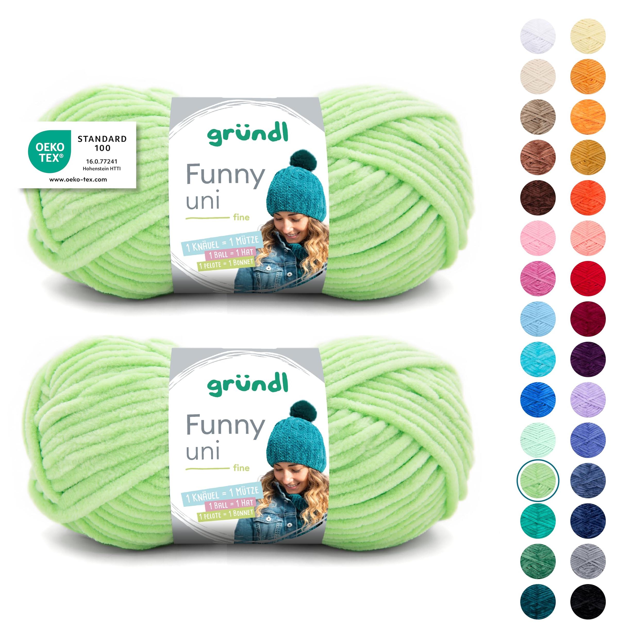 Gründl Wolle Funny uni Chenille Wolle 2 Knäuel 100 g, Hellgrün
