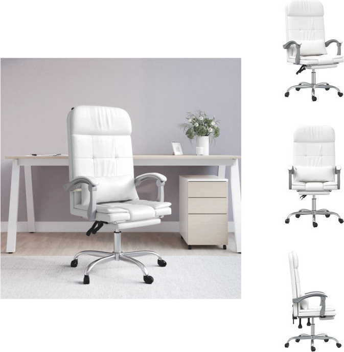 vidaXL Kancelárske kreslo s masážnou funkciou biela Imitácia kože - Kancelárske kreslá