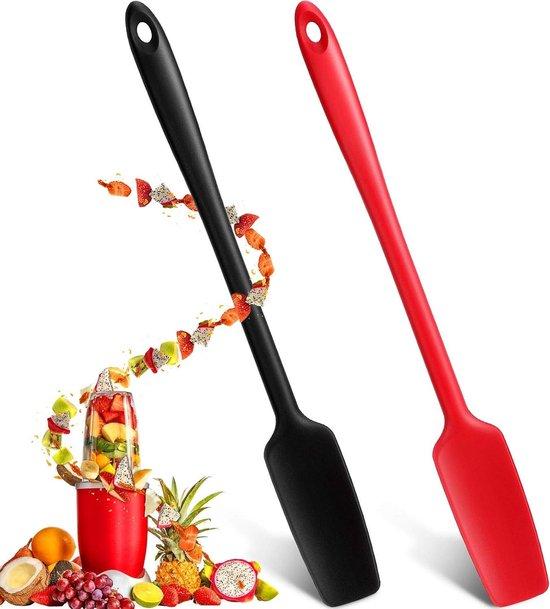 OEM Silikon-Spatel - Lange Handgriff - Anti-aanbak-Spatel - für Gläser, Schräpper und Kochspateln - Reißfester Schräpper für Smoothies, Backen und Mixen (rot, schwarz) 2026