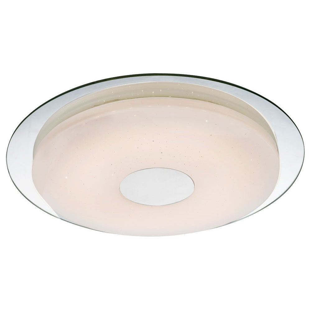 Globo LED Deckenlampe, Spiegelplatte, weiß opal, dimmbar 134343