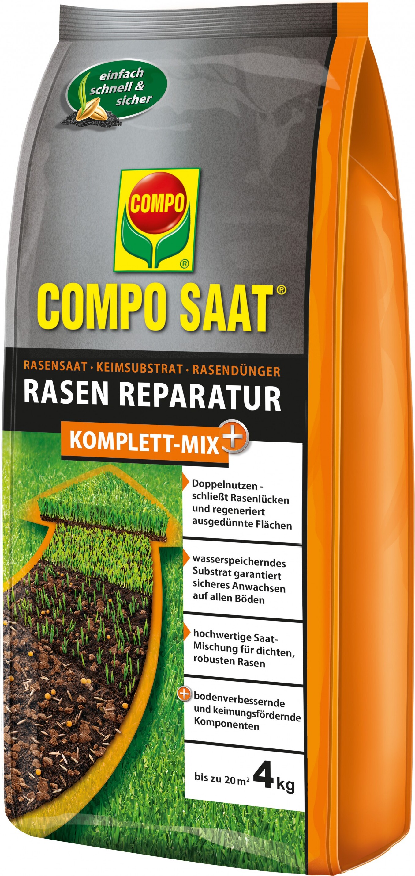 COMPO SAAT Rasen-Reparatur Komplett Mix+ 4 kg Dnger