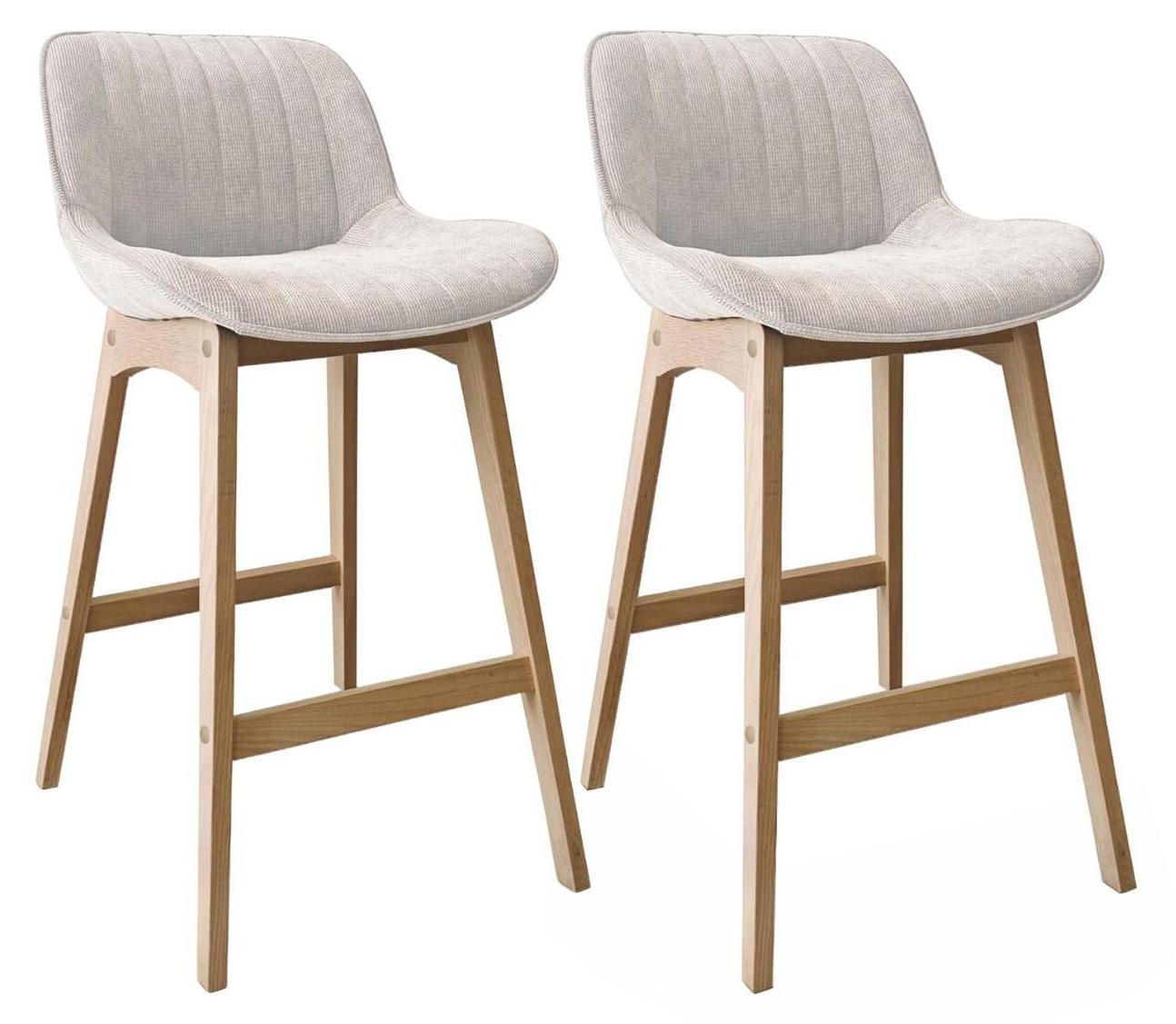 MOB-IN NORDEN Barhocker-Set Eiche & Cord-Samt H75cm