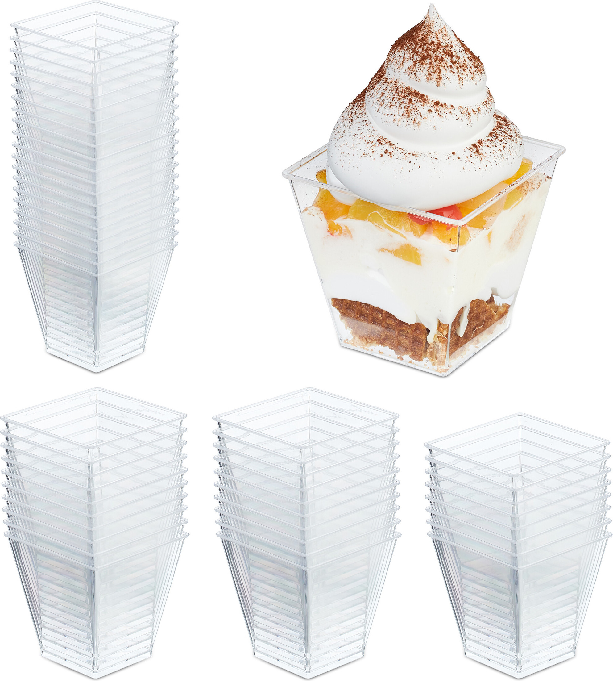 Sizikato 2 ciotole da dessert in vetro trasparente con bordi in rilievo, 8,4 cm