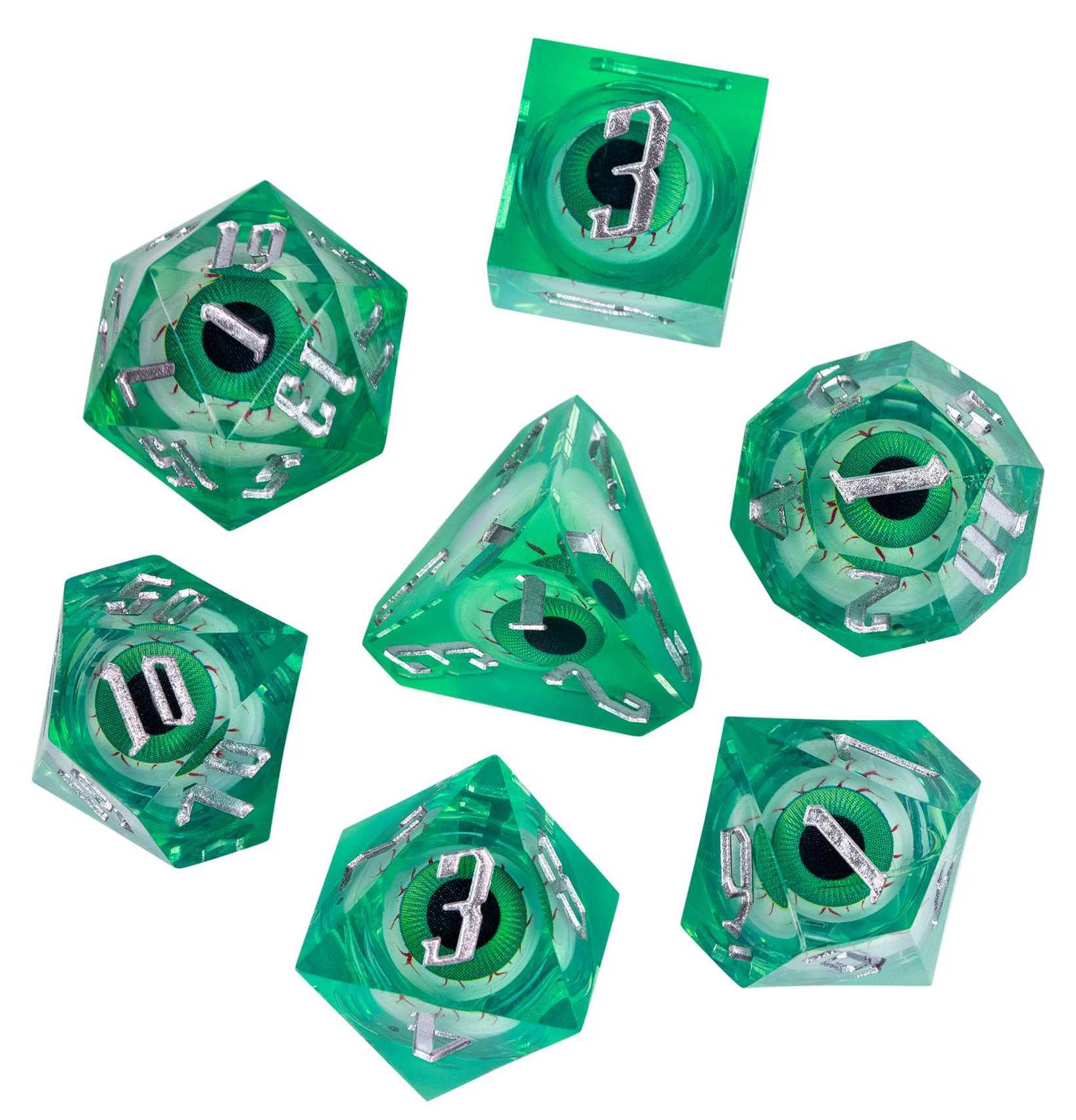 HOT Games Würfelset grün Auge Liquid - 7-teiliges DnD Würfelset 731497