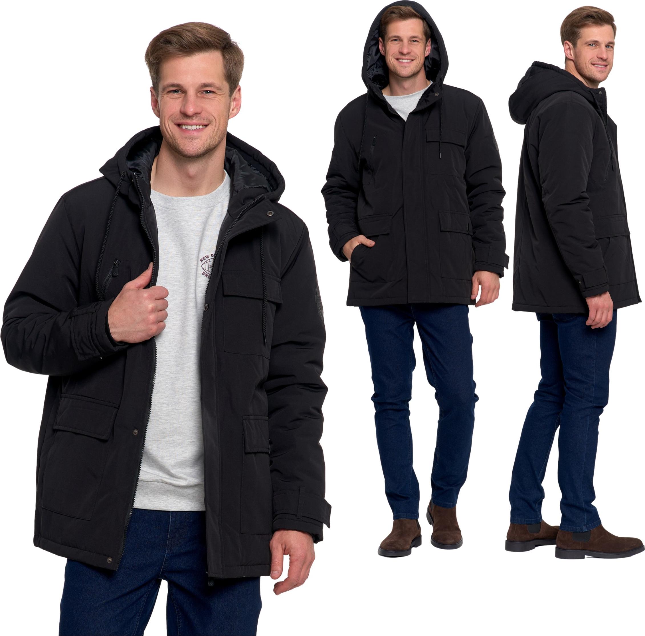 Kurtka Zimowa Mska Z Kieszeniami I Kapturem Modna Wygodna Moraj L