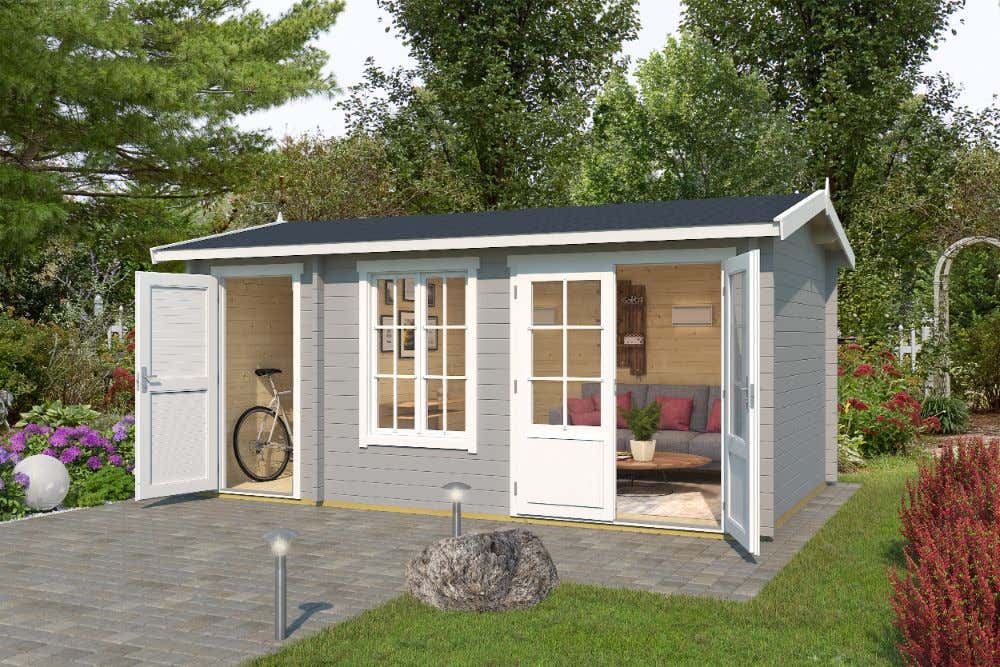 Gartenhaus Outdoor Life Wrexham 2 inkl. Fußboden 525 x 350,8 cm carbongrau LasitaMaja_4416740004