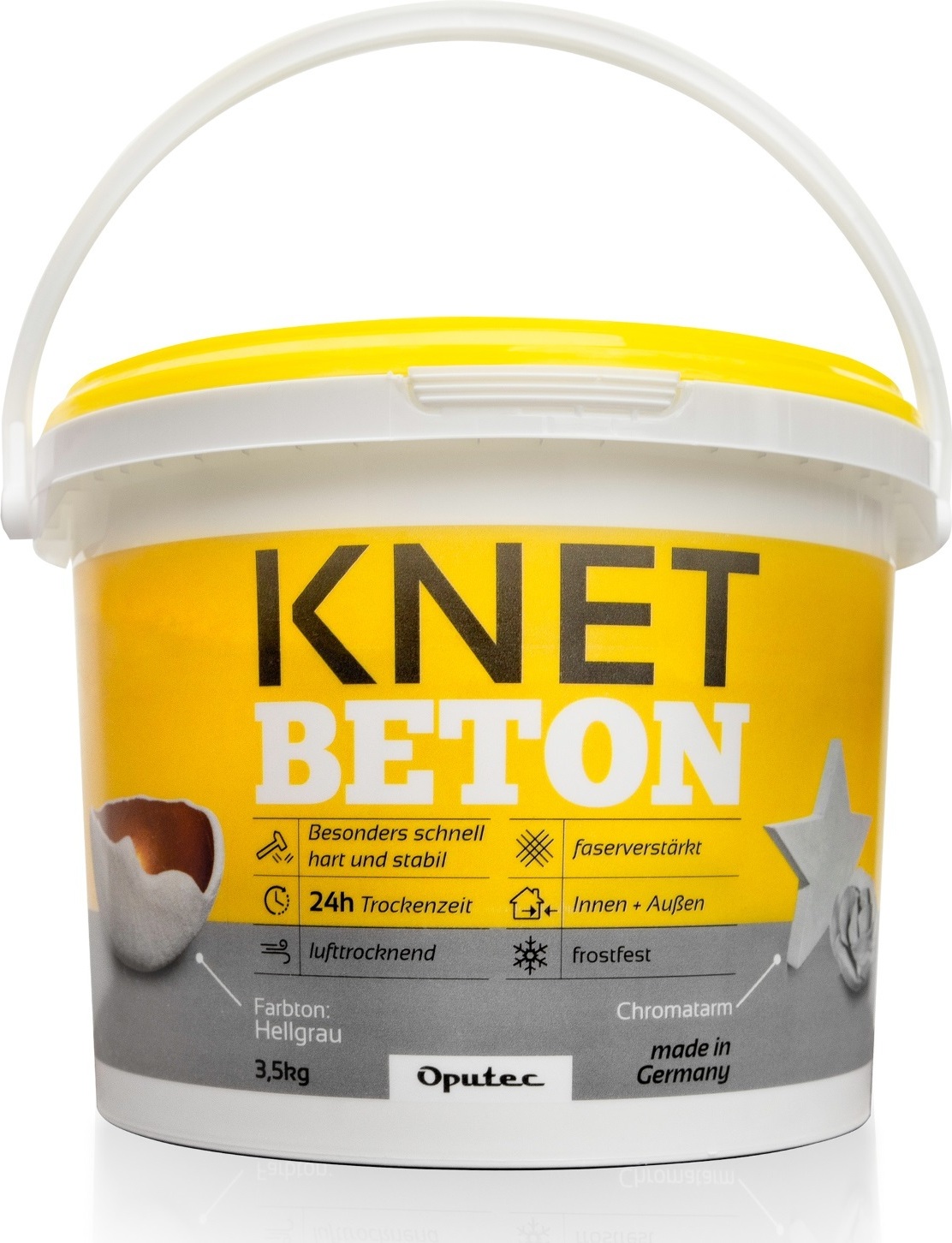 Tepcon Oputec Knetbeton 3,5kg - Kreativbeton zum Kneten für Deko, kreative Windlichter, Sterne - wetterfest & frostfest - Bastelbeton