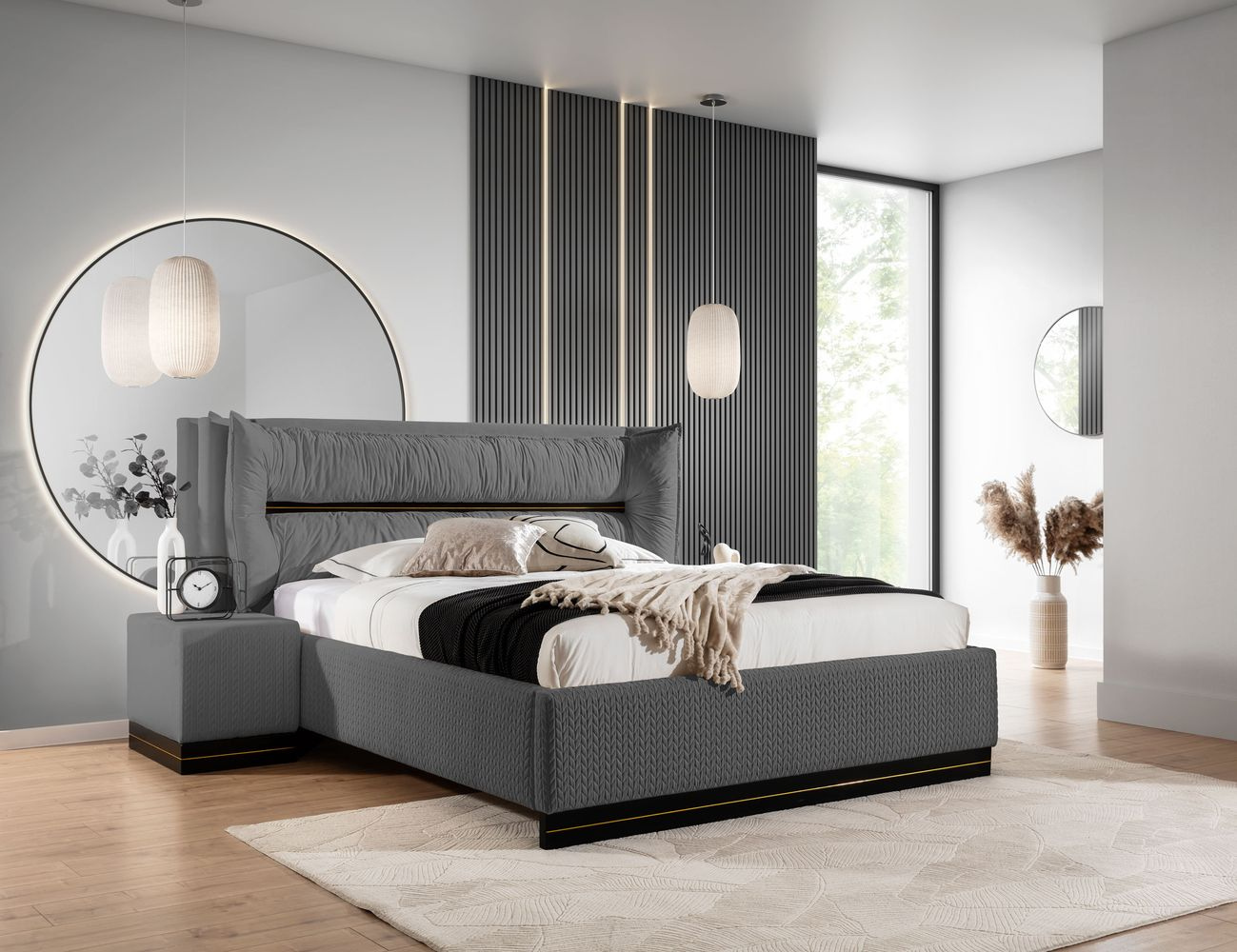 Čalúnená posteľ 160x200 IMELDA - grafitová