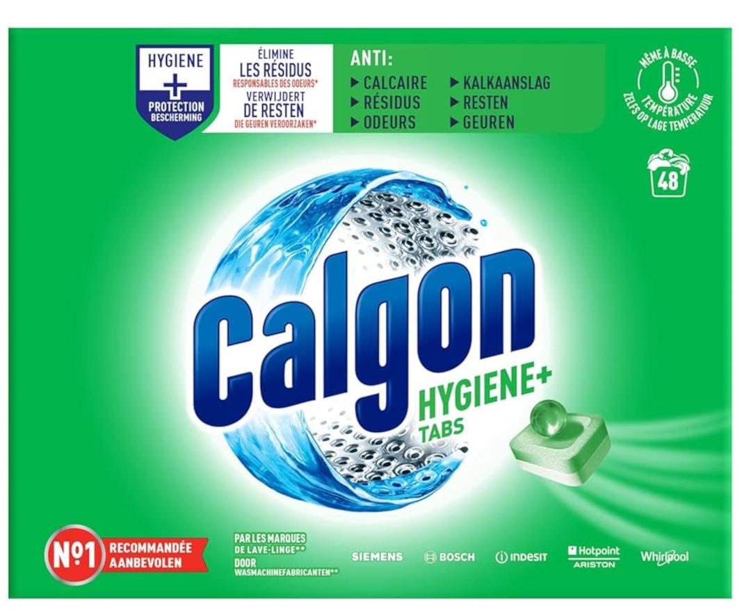 Calgon Anti-Kalk-Tabs Hygiene Plus für die Waschmaschine, 2 Packungen mit 48 Stück