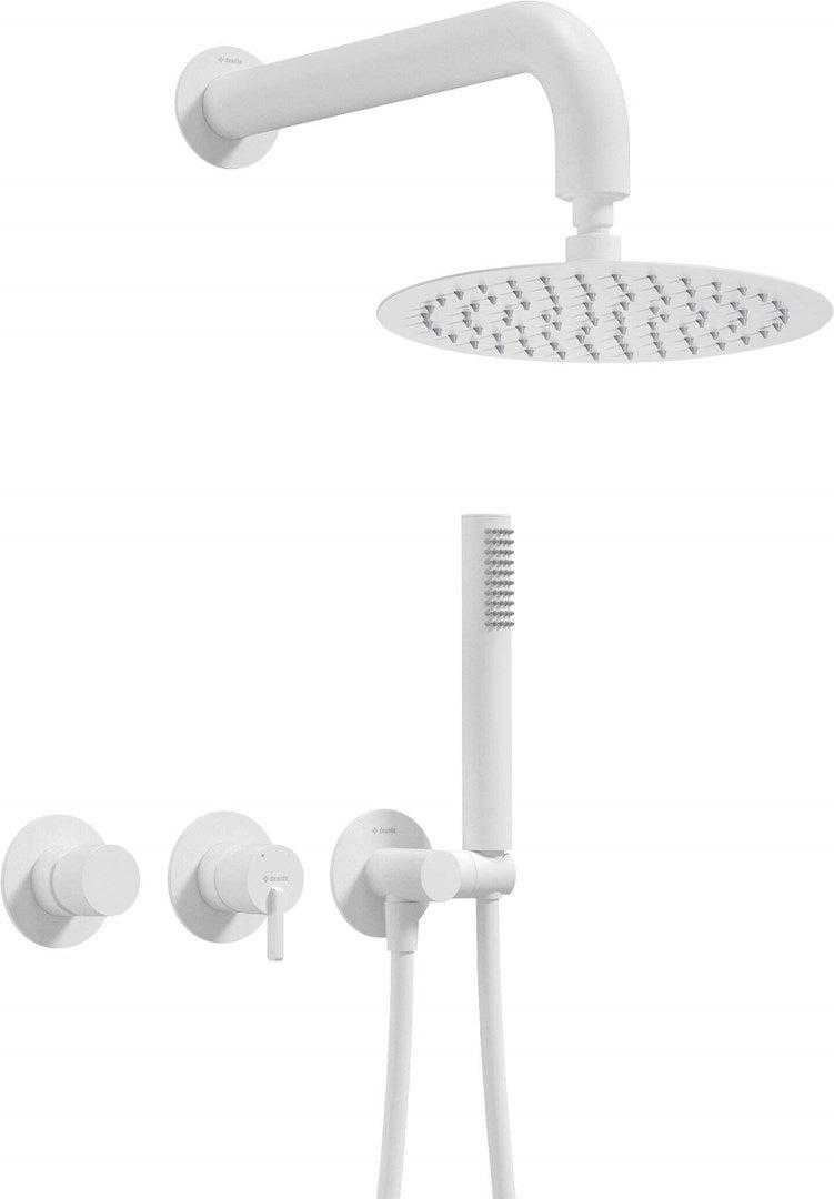 Concealed shower set with overhead shower - with horizontal mixer