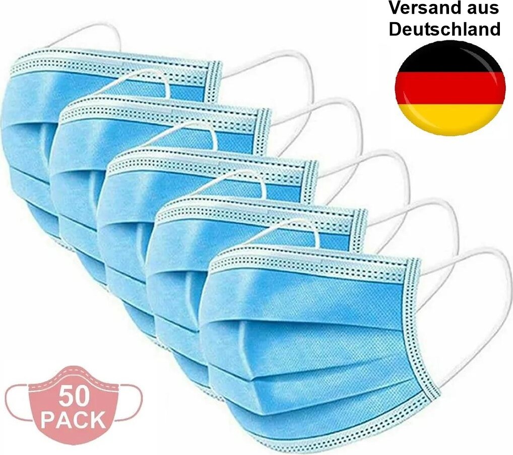Sonstige 50 Stück blau Atemschutzmaske Infektionsschutz Mundschutz MNS Maske 3-lagig
