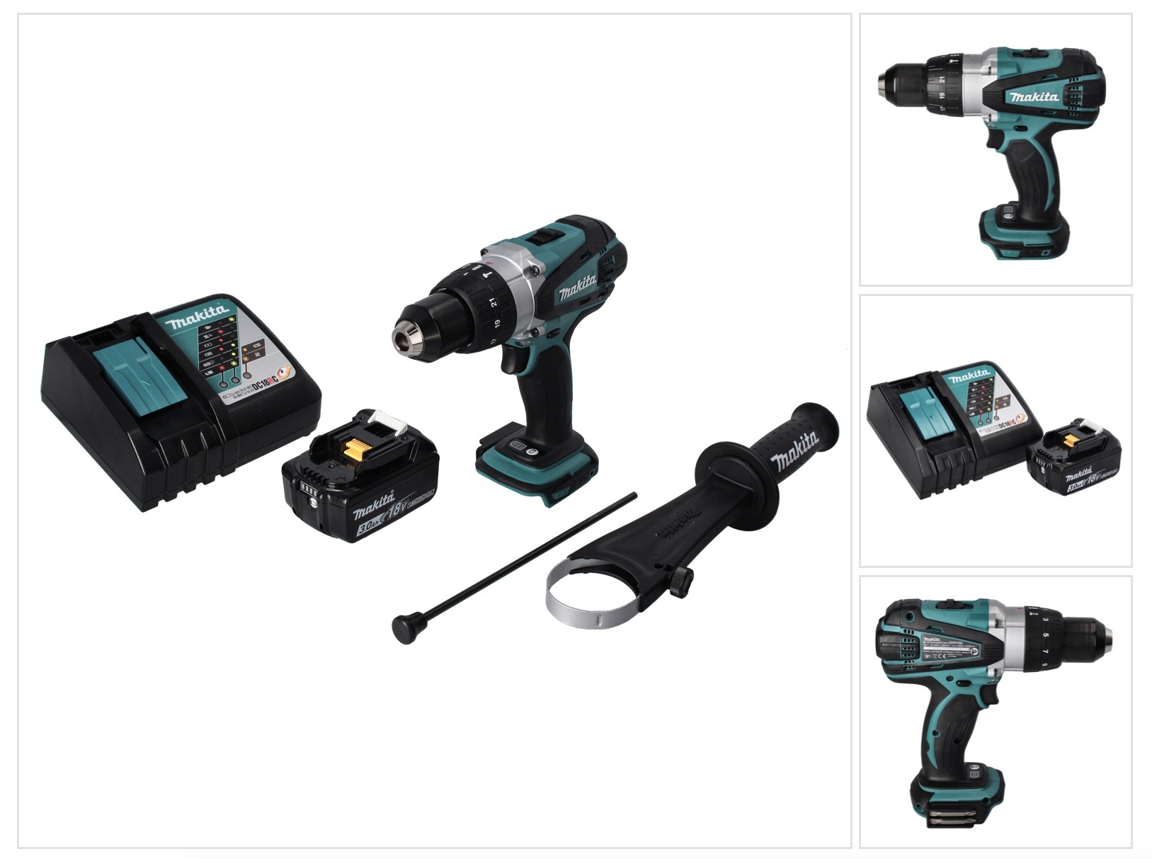 Akumulátorová príklepová vŕtačka Makita DHP 458 RF1 18 V 91 Nm + 1x akumulátor 3,0 Ah + nabíjačka