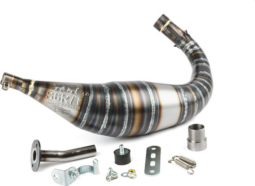 Výfukový systém Stage6 R/T 90 - 100cc CNC pre Minarelli AM6 - farba: čierna / červená, farba:čierna / červená