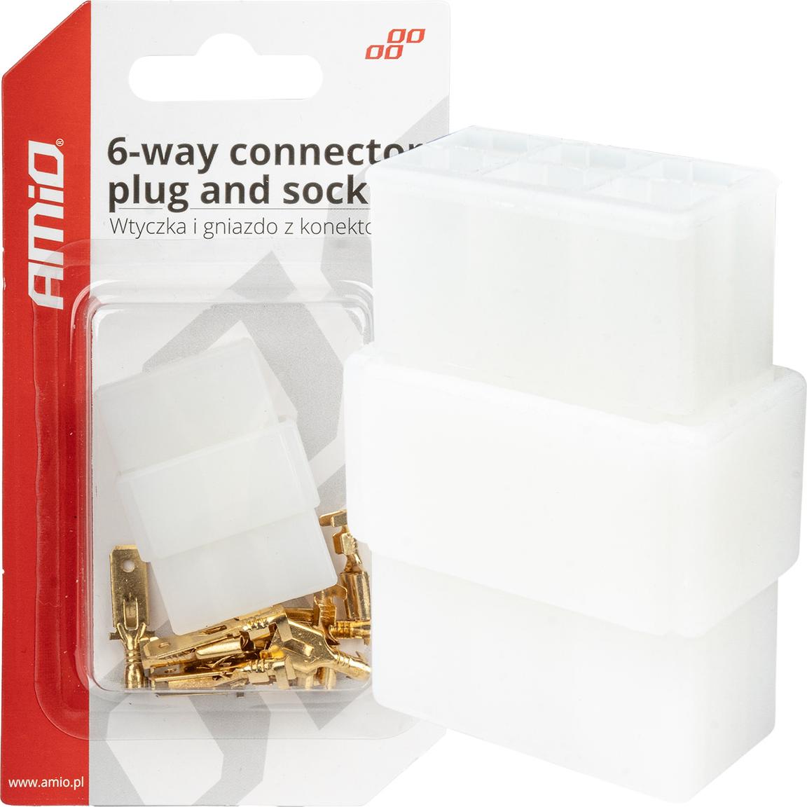 Elektrischer 6-PIN-Stecker + Klemmen AMIO-03515 für KFZ-Installationen