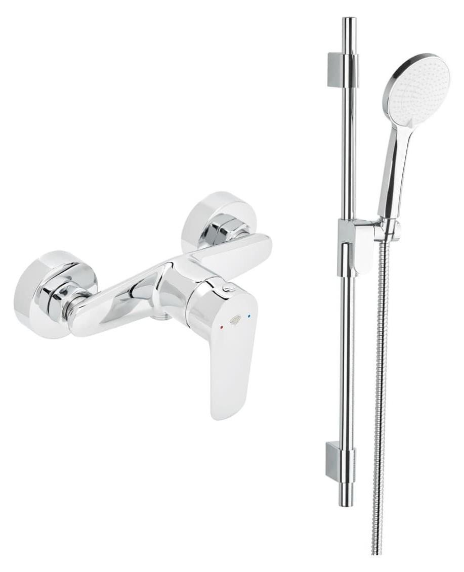 SIKO SAT MOOD Einhebel Brausebatterie mit Duschstange, Handbrause und Brauseschlauch, chrom