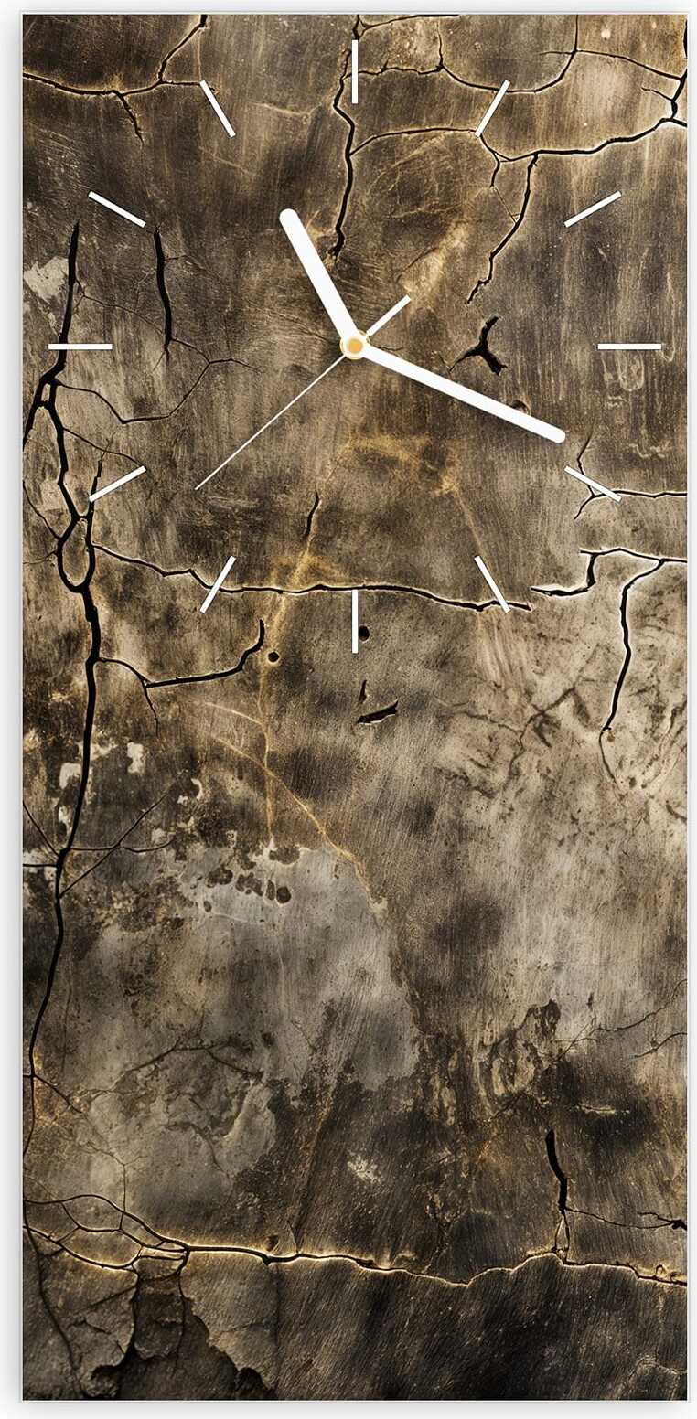 Primedeco Wanduhr aus Glas mit Motiv Abstrakte Verwitterung- 30 x 60 cm - inkl. Aufhängesystem