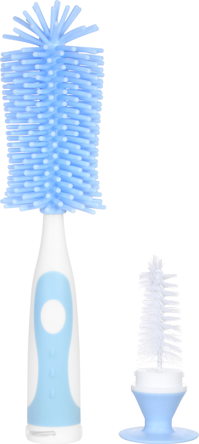DECDEAL Silikonflaschenbuerste Langstieliger Babyflaschenreiniger 360-Grad-Weichborste fuer Glasflaschen mit Saugbasis Abnehmbare kleine Buerste fuer Saeuglingsmilchflaschen