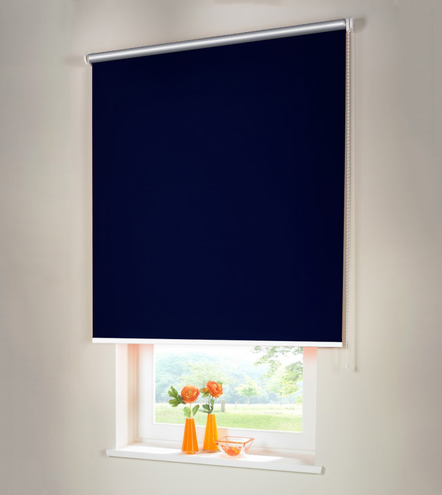 Sonnenschutz-HH Seitenzugrollo Verdunkelungsrollo THERMO 190 x 190 cm blau Kettenzugrollo lichtundurchlässig 38354TH-02915