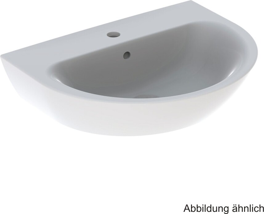 Waschtisch RENOVA mit Hahnloch, mit Überlauf 650 x 500 mm weiß GEBERIT 500372011