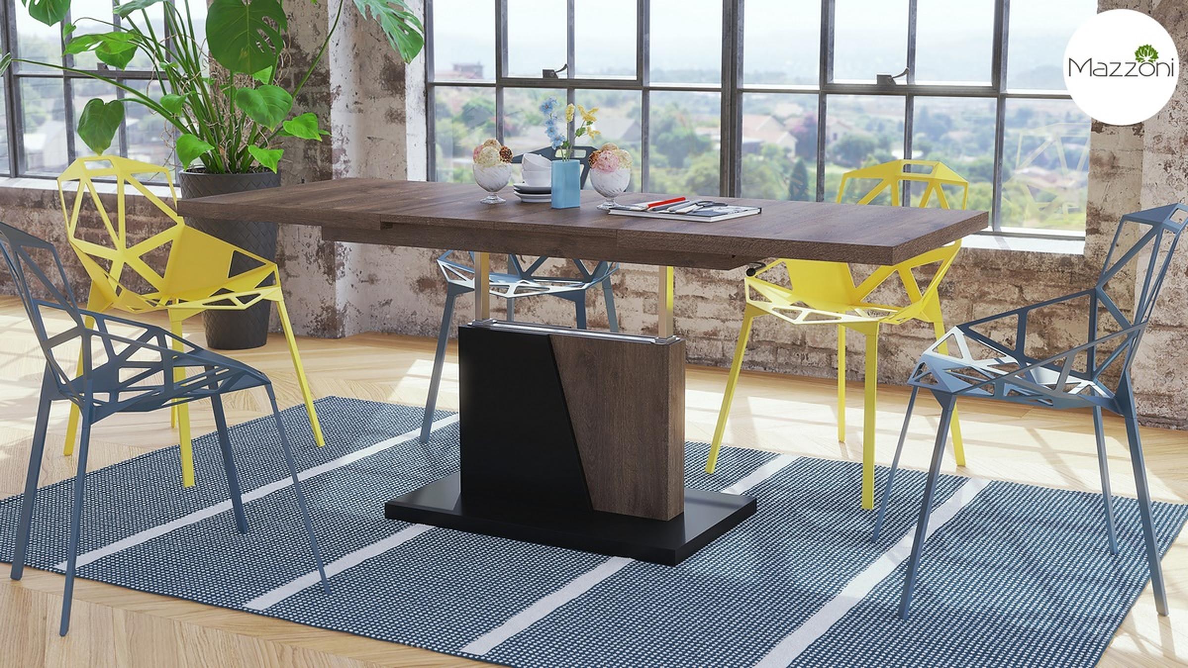 Mazzoni Design Couchtisch Grand Noir ausziehbar höhenverstellbar Tisch 120-180 cm Esstisch GraNoiEiduSwmt-V