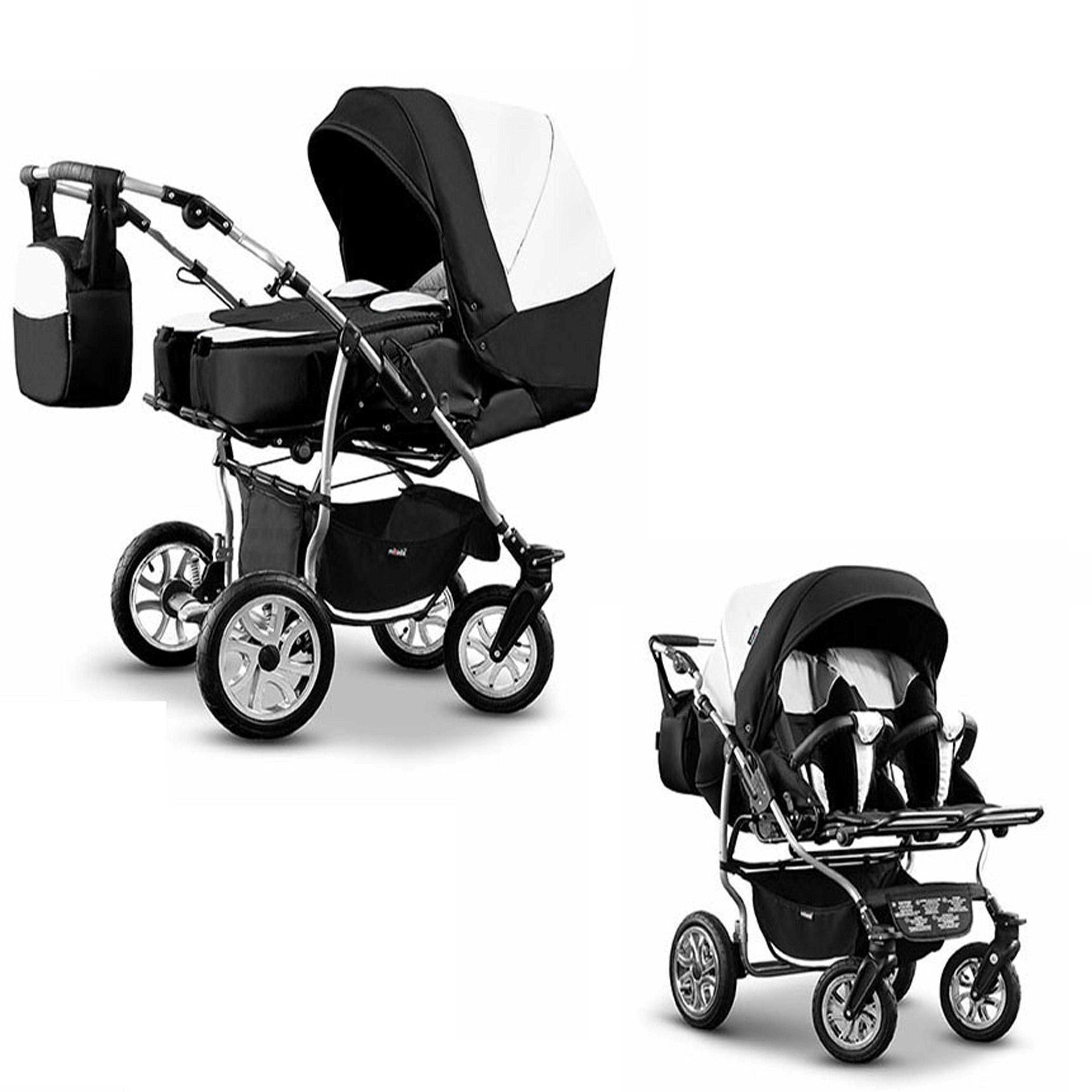 Zwillingskinderwagen 2 in 1 City Twin inkl. Sportsitze - 15 Teile - in 19 Farben