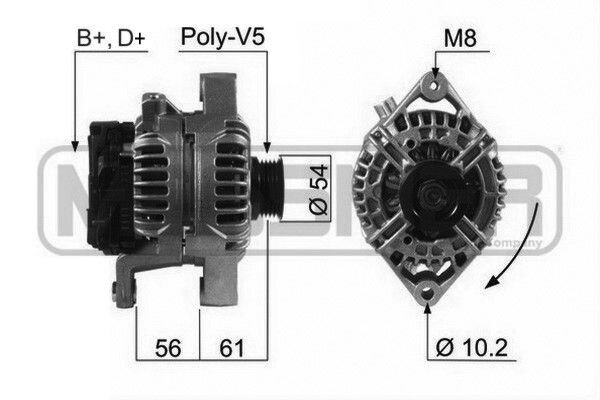 ERA 210584A Alternátor LiMa 120 A, 14 V pre OPEL ZAFIRA B (A05), Corsa C hatchback (X01), Meriva A (X03), Astra H Caravan (A04), Astra G CC