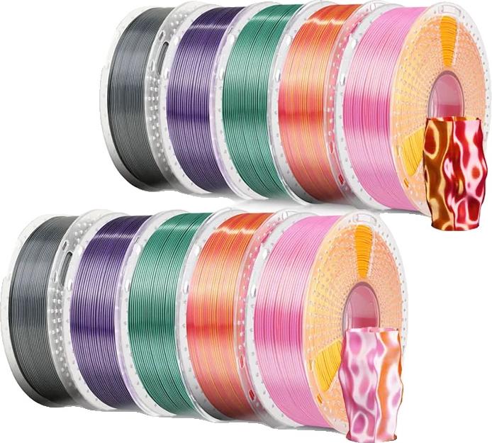 OEM 3D-Drucker-Filament, Seiden-PLA-Material, Dual-Farboptionen, KN KP KW RD DL 1624