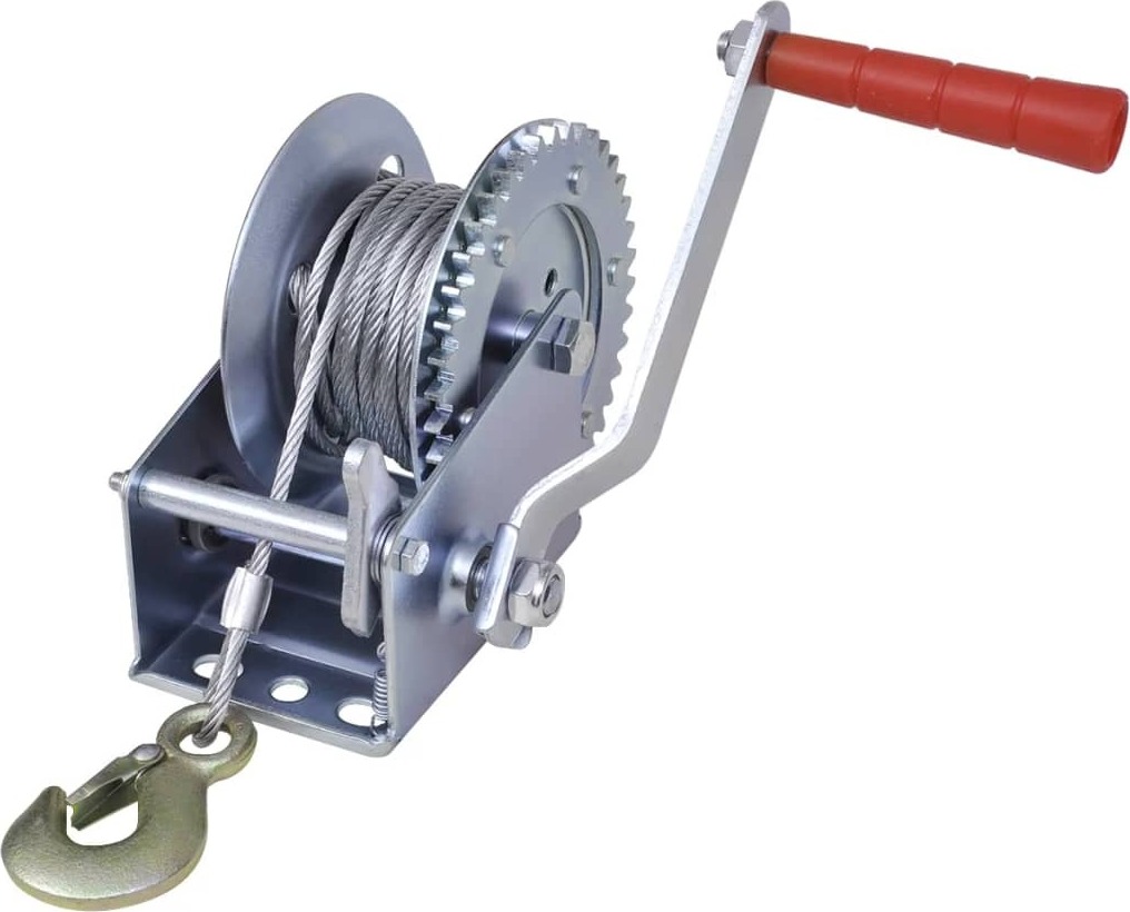 DKD HOME DECOR Handwinde 540 kg, 10 m Seil (4 mm), 24 x 24 x 15 cm, Übersetzungsverhältnis 4,1:1 459141629